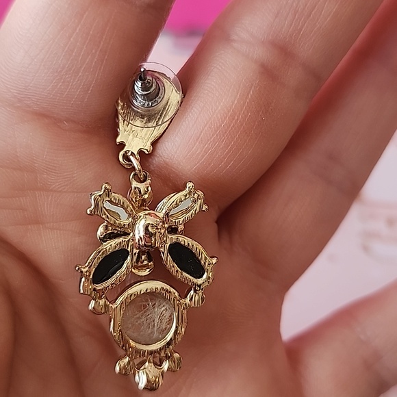 Navy And Gold Earrings - Picture 3 of 3